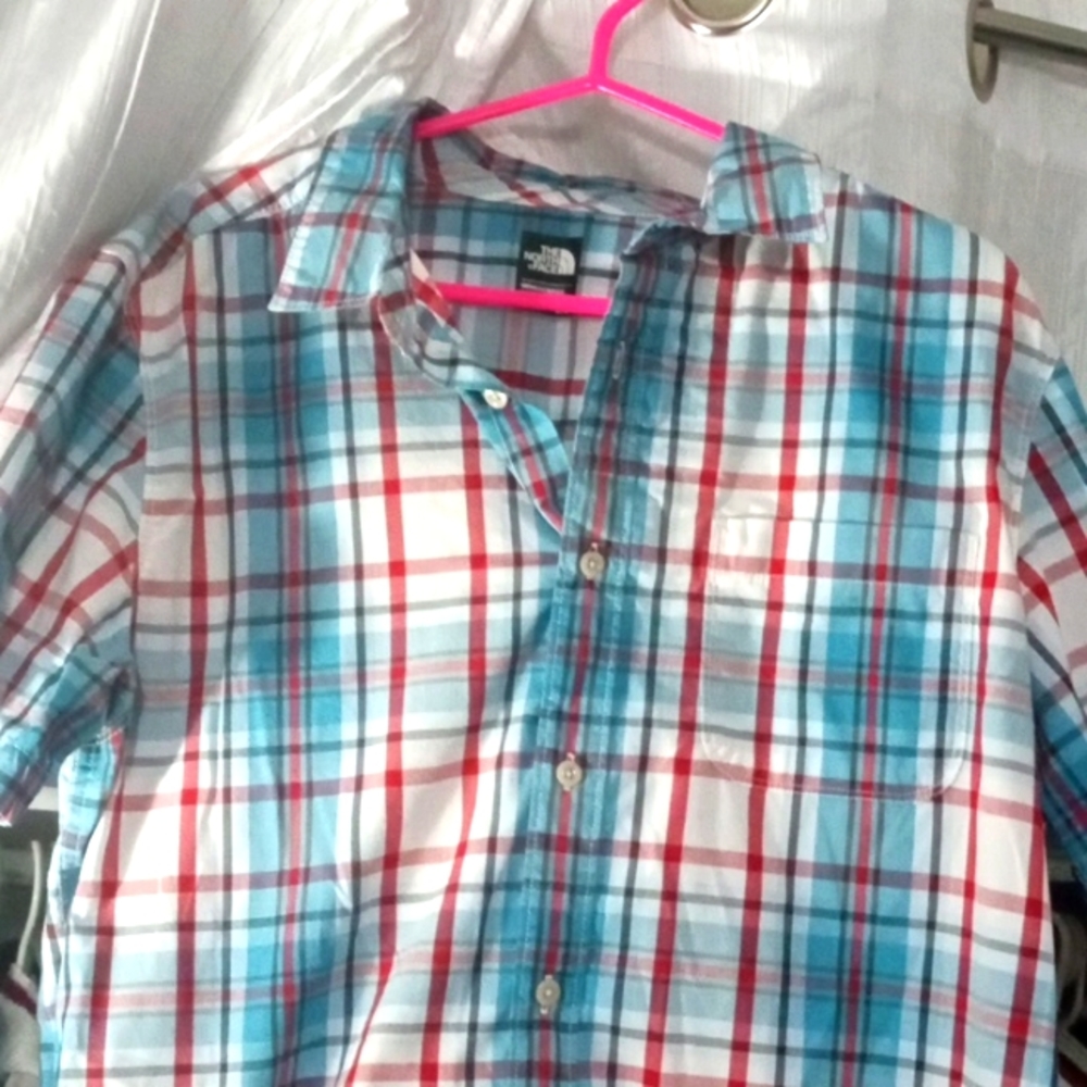 Mens north face button up shirt